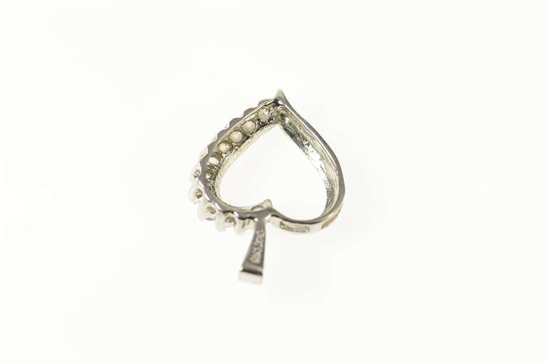 10K White Gold Classic Cubic Zirconia Love Symbol Heart Pendant