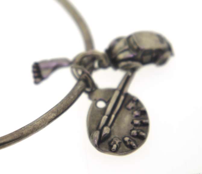 Sterling Silver Choker Necklace with Bangle