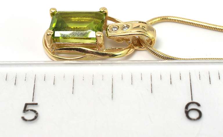 Vibrant Peridot & Diamond Necklace in 14KT Yellow Gold