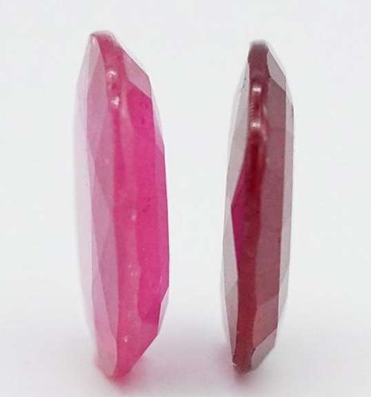 PAIR OF VIOLET RED NATURAL RUBY FACETED OVAL CUT