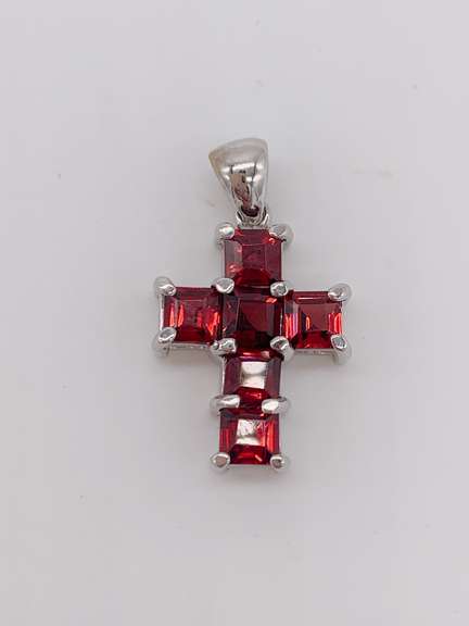 14kt Gold & Garnet Cross Pendant