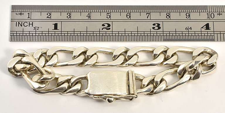 Heavy Man's Sterling Figaro Link Bracelet