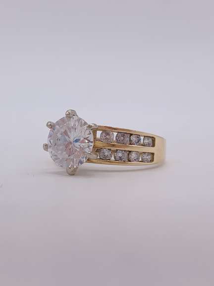 14kt Gold, CZ, & Diamond Engagement Ring