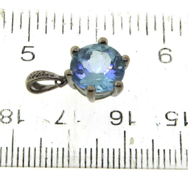 Lot of Sterling Silver Key Pendant and Blue Stone Pendant