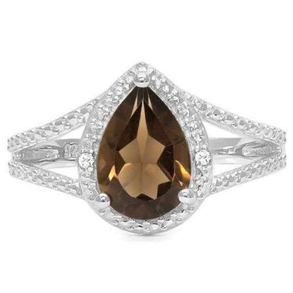 STERLING SILVER PR 7*10 MM SMOKEY TOPAZ RING