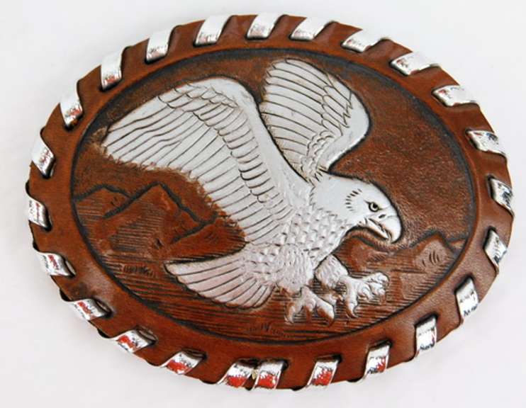Vintage Large Leather Eagle Belt Buckle