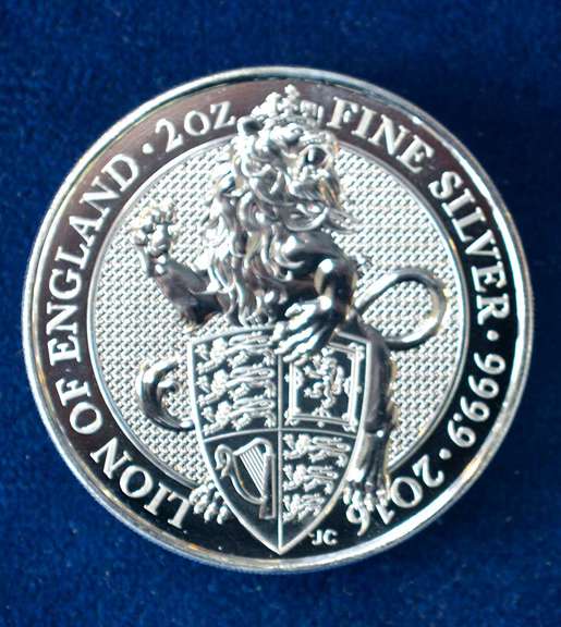 2016 Great Britain 2 OZ  Fine Silver Queens Beast The Lion Of England