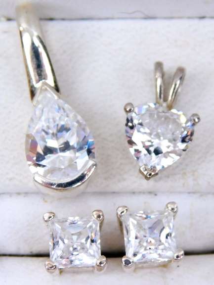 Sterling Silver Cubic Zirconia Pendants & Earrings