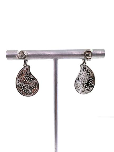Unique Sterling Silver Earring with White Gemstones