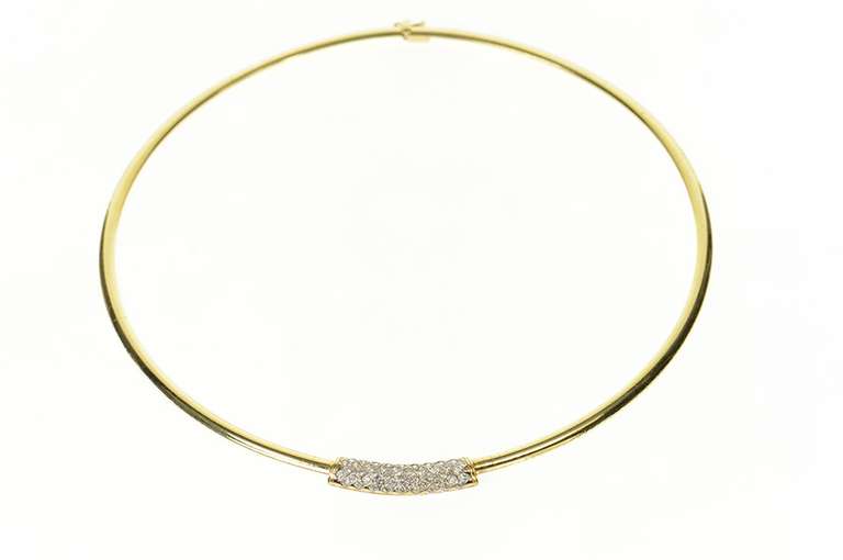 14K Yellow Gold 1.14 Ctw Curved Pave Diamond Collar Cocoon Necklace