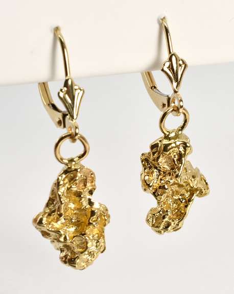 Unique 14k Nugget Dangle Earrings