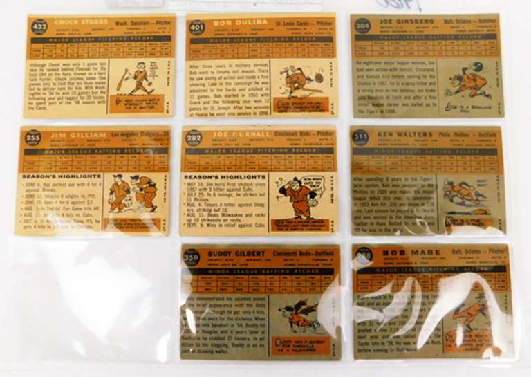 8 Topps 1960 Baseball Cards