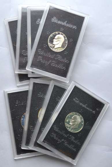 8  1971S 1973 S 1974 S Ike Proof Silver Dollars