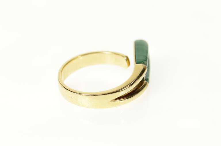 14K Yellow Gold Retro Malachite Diamond Statement Wrap Ring