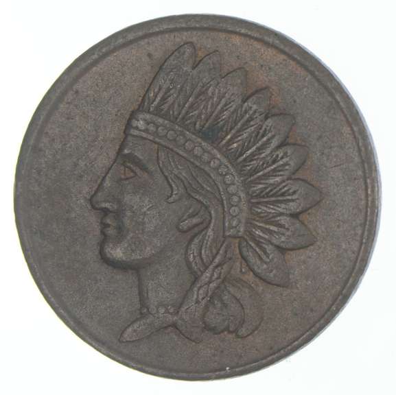 1863 Indian Head/Not One Cent Civil War Token