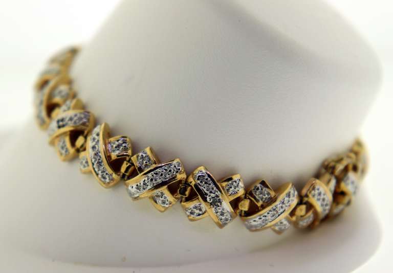 Sterling Silver In Gold Plated Crossover X Bracelet