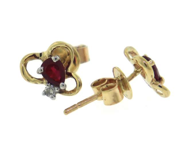Fantastic Ruby and Diamond Swirl Button Earrings