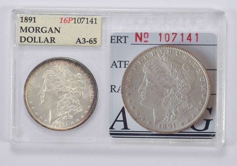 A3-65 1891 Morgan Silver Dollar - Accugrade Graded