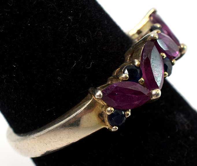 Intriguing Pink Tourmaline & Sapphire Ring in Sterling Silver
