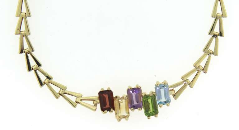 Fabulous Multi Colored Gemstone Yellow Gold Bracelet