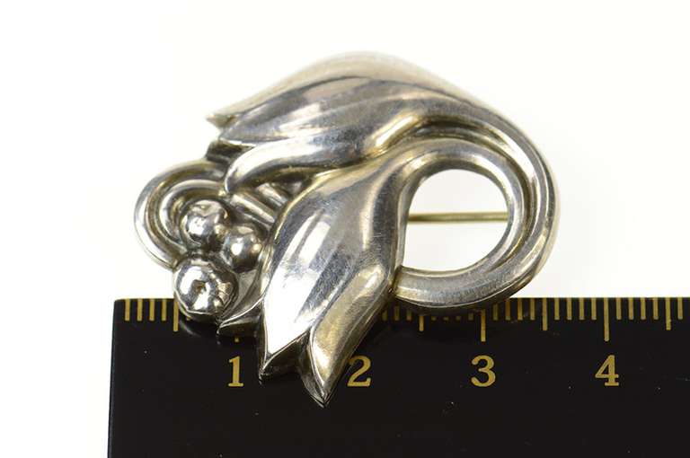 Sterling Silver Georg Jensen 100 A Art Nouveau Tulip Pin/Brooch