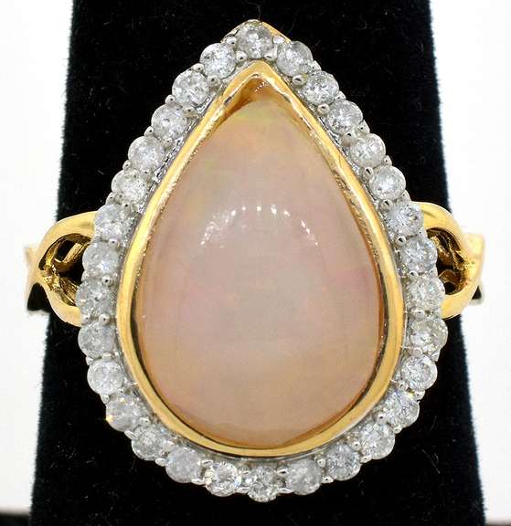 Hypnotic Opal & Diamond Ring in Vermeil
