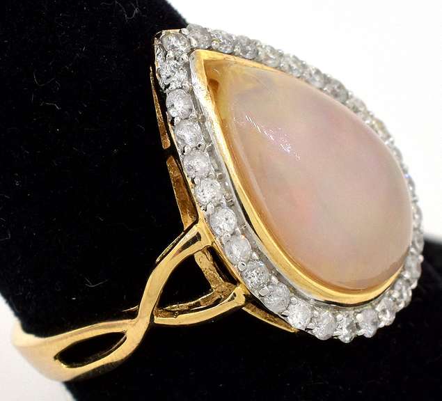 Hypnotic Opal & Diamond Ring in Vermeil