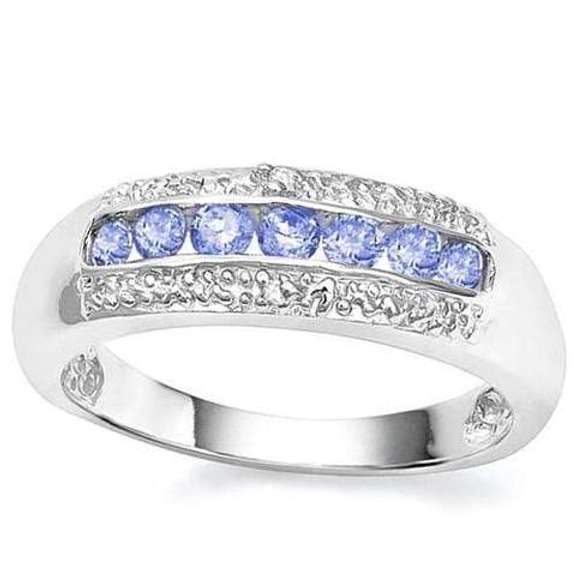 1/4 CT TANZANITE & STERLING SILVER BAND ING