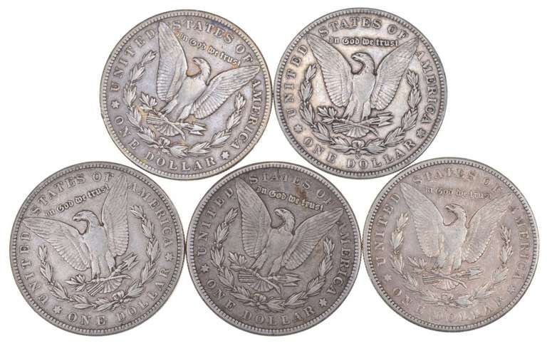 Lot (5) 1903-S Morgan Silver Dollars