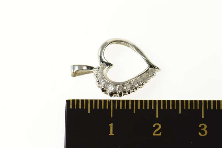 10K White Gold Classic Cubic Zirconia Love Symbol Heart Pendant