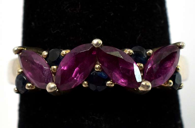 Intriguing Pink Tourmaline & Sapphire Ring in Sterling Silver