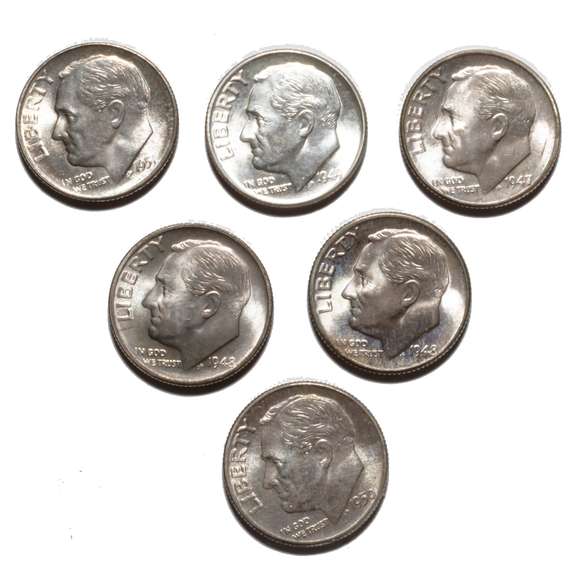 Gem Silver BU Roosevelt Dime Lot