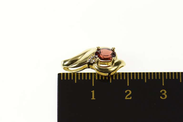 10K Yellow Gold Garnet Diamond Accent Wavy Statement Pendant