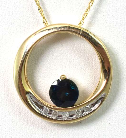 Alluring Sapphire & Diamond Necklace in Yellow Gold