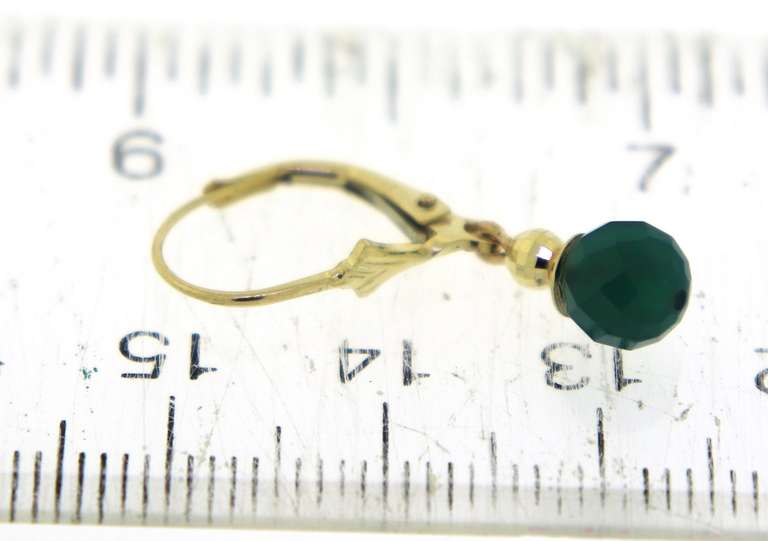 Amazing Yellow Gold Green Faceted Bead Leverback Earrings