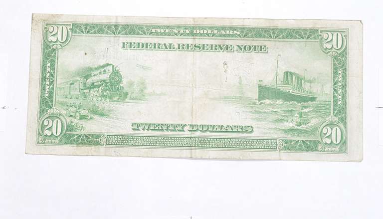 1914 $20.00 Philadelphia, PA. Federal Reserve Large Note