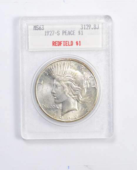 MS63 1927-S Peace Silver Dollar - Redfield - Graded Blanchard