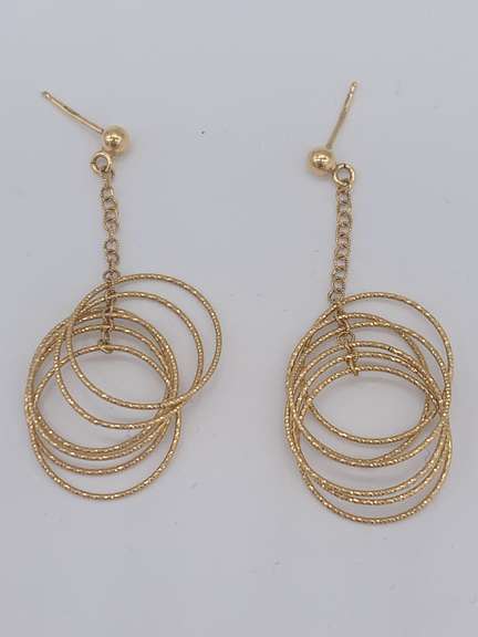 14kt Solid Yellow Gold Dangle Earrings