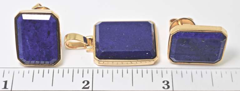 Gorgeous 18K Lapis Pendant and Earrings Set