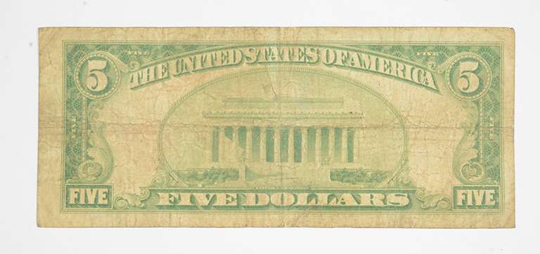 1929 $5 Cleveland, Ohio United States National Currency