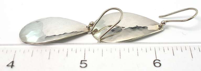 Hammered Droplet Dangle Earrings in Sterling Silver