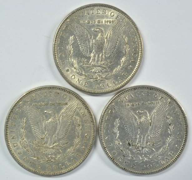 1883, 1884, & 1885 Morgan Silver Dollars. High end