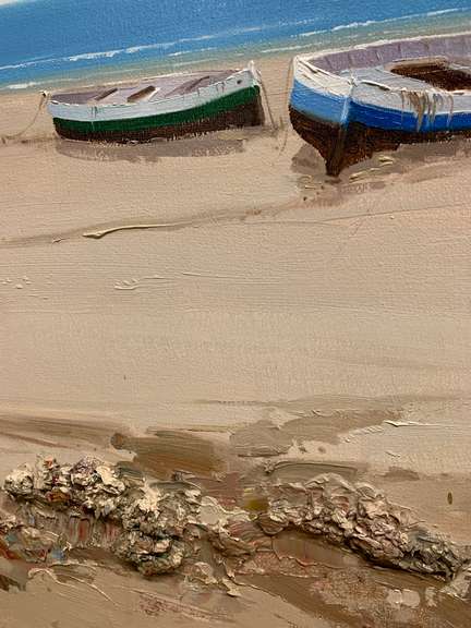 Boats Resting on the Beach Painting