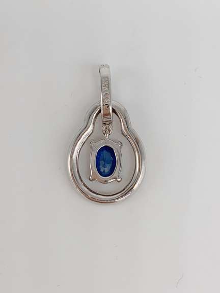 14kt Gold, Blue Sapphire & Diamond Pendant