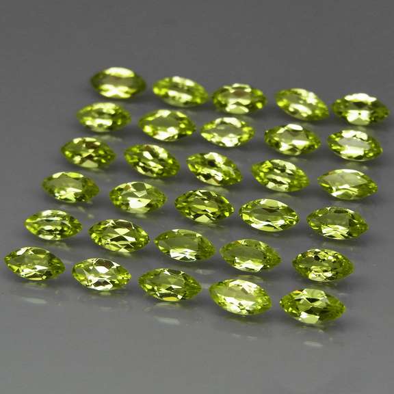 Marquise cut! Unheated! 7.38ct Peridot set!