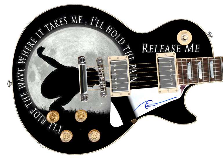 Pearl Jam Eddie Vedder Autographed Wave Photo Guitar