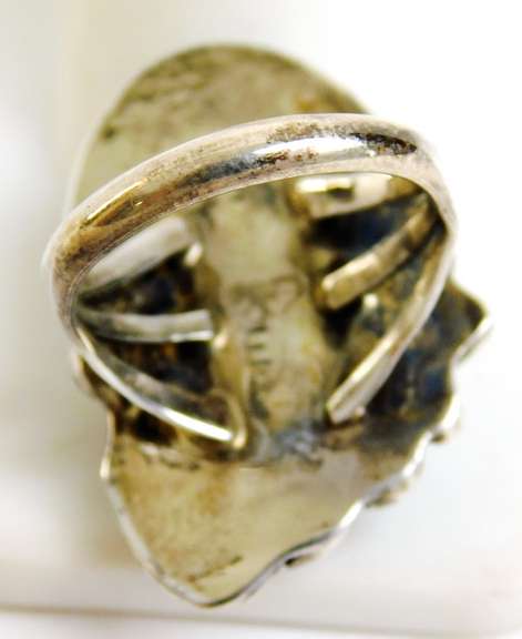 Vintage Signed N.A. Indian Sterling Turquoise Ring, 5.5