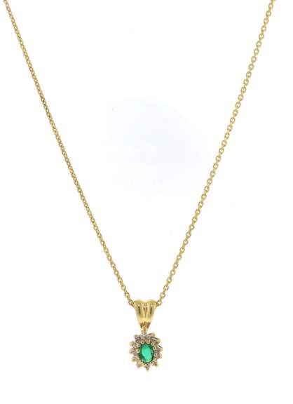 Charming Yellow Gold Emerald and Diamond Necklace