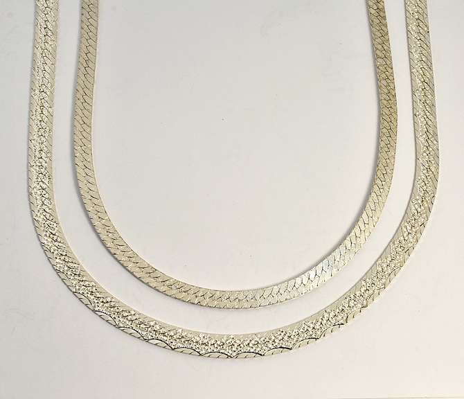 Two sterling Textured Herringbone Necklaces