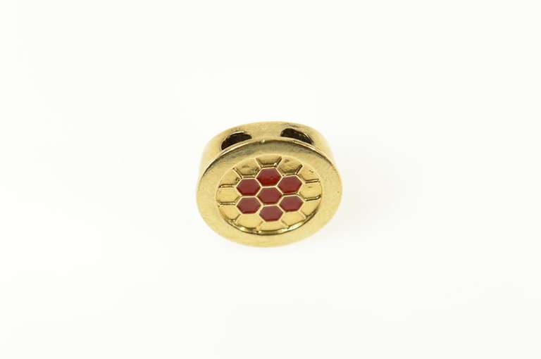 10K Yellow Gold Red Enamel Honeycomb Slide Bracelet Charm/Pendant